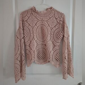 Ultra Pink Elegant Blush Pink Lace Top